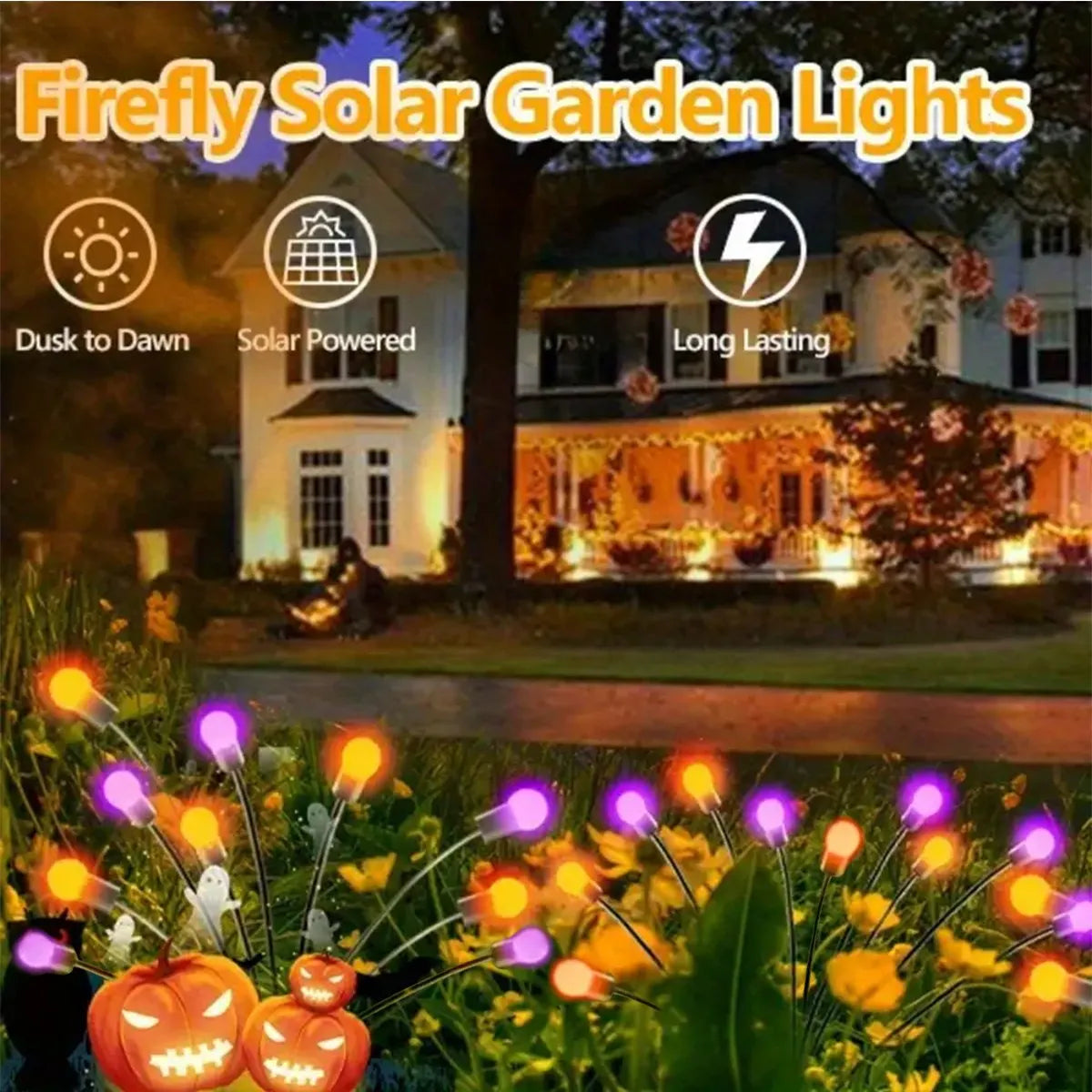 Solar Purple & Orange Firefly Lights