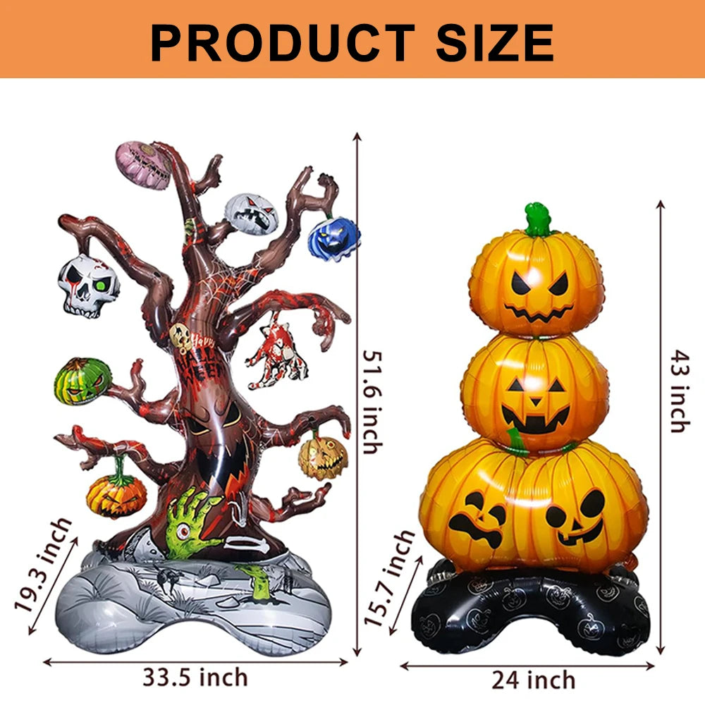 Foil Balloon Set — Pumpkin, Ghost, Bat, Dead Tree