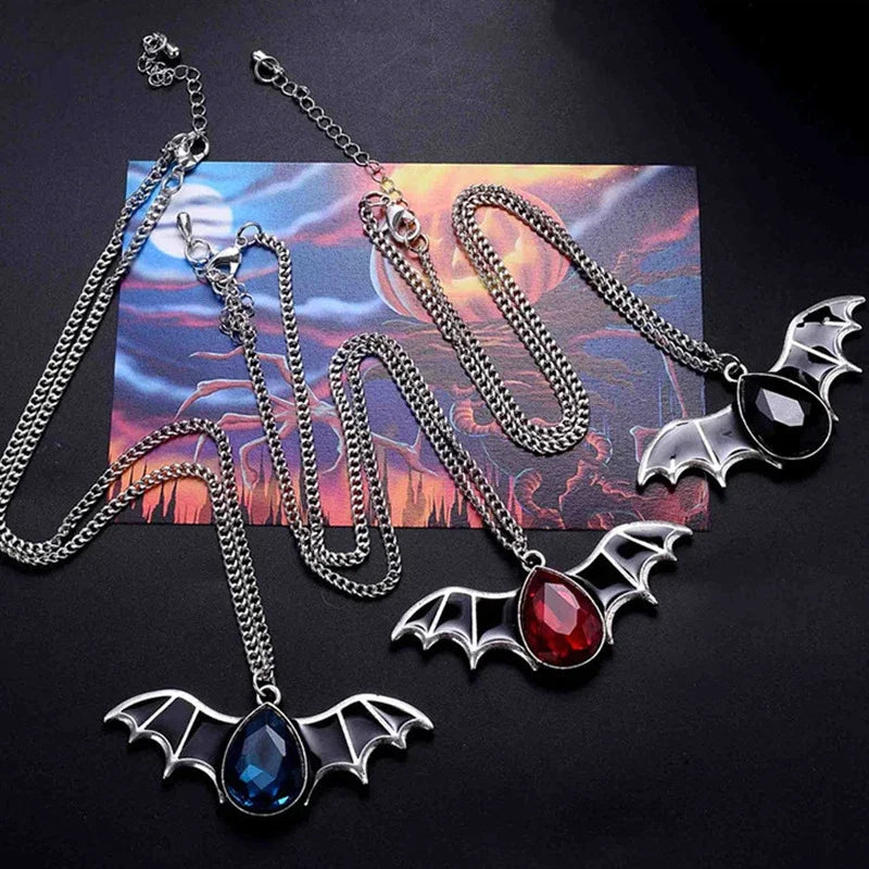 Black Bat Pendant Necklace