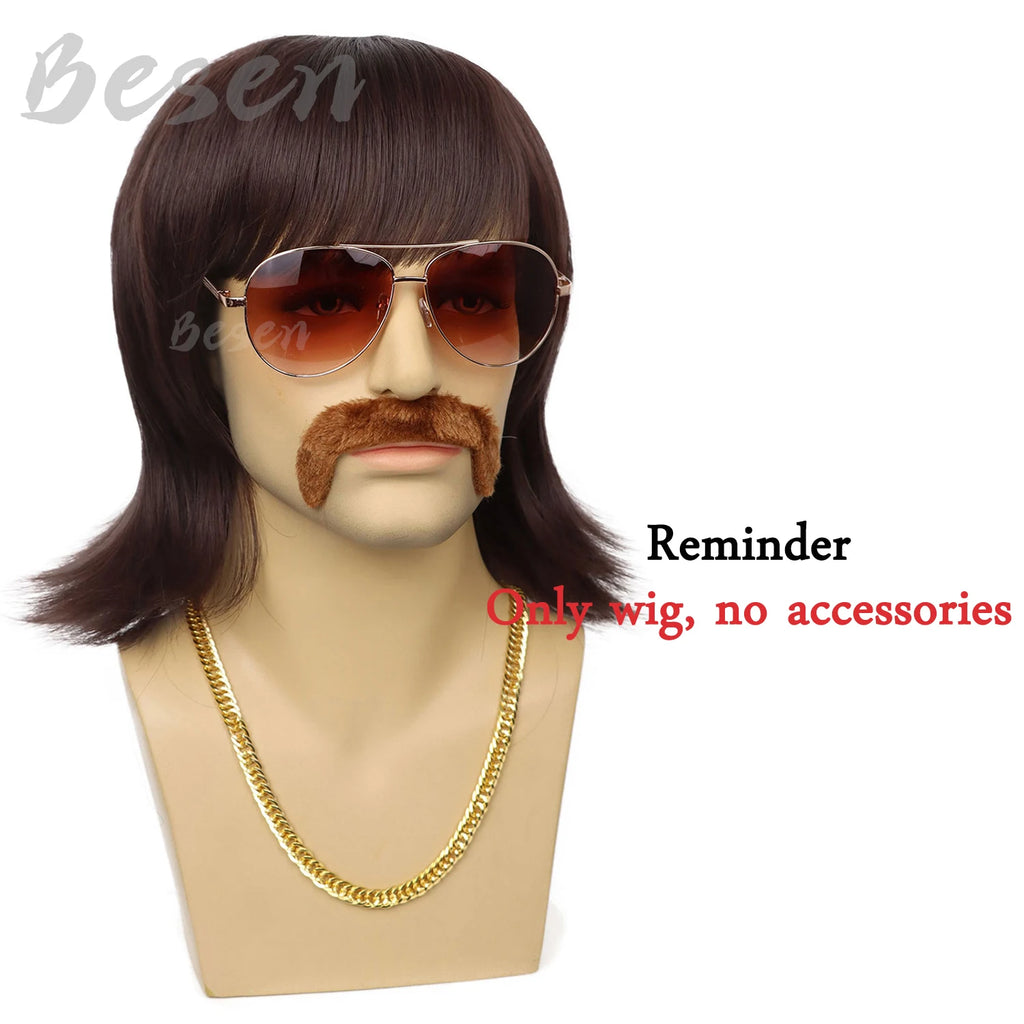 Brown 70s Disco Wig