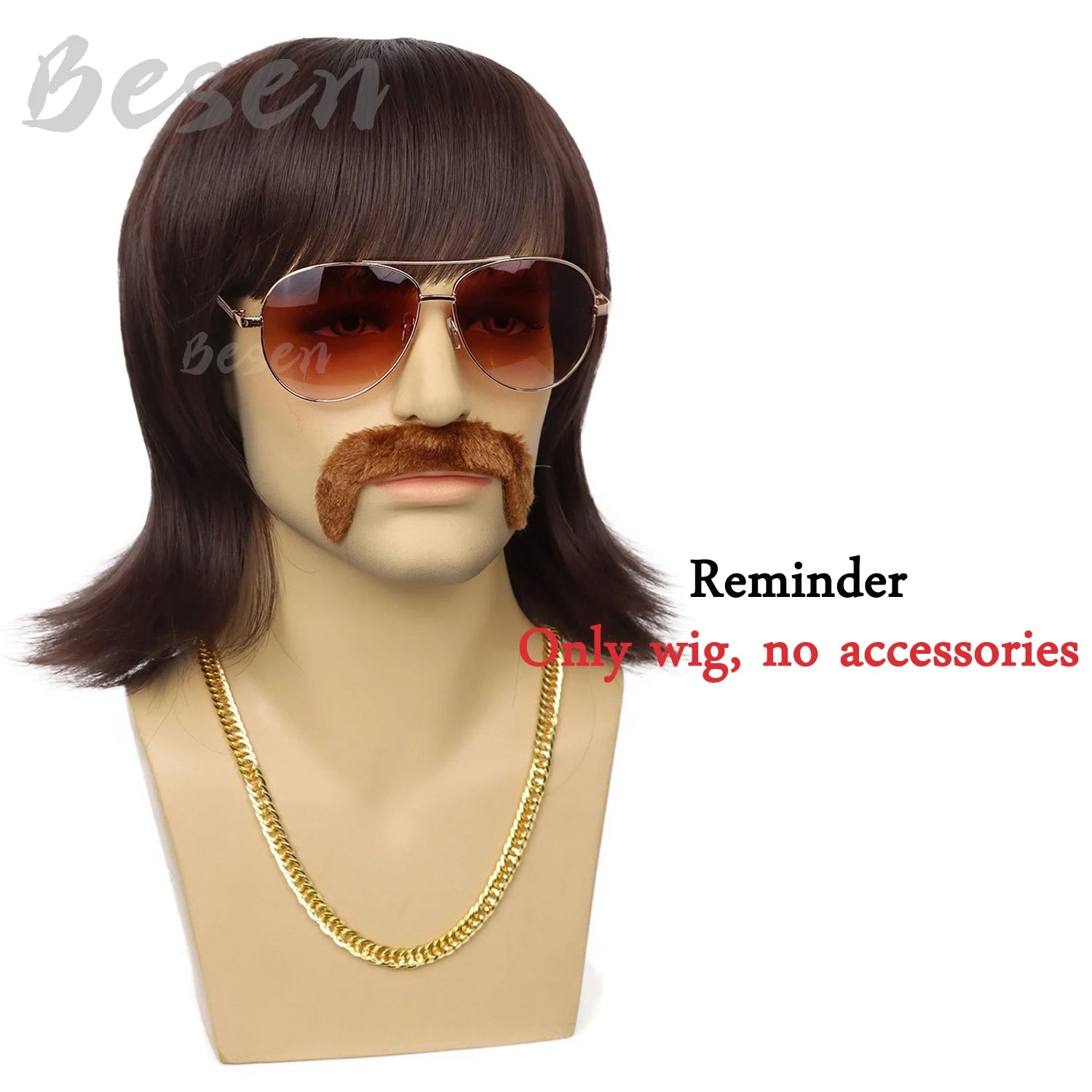Brown 70s Disco Wig