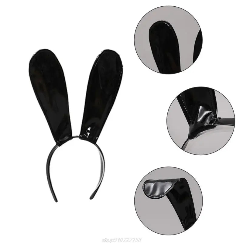 Leather Bunny Ears Headband