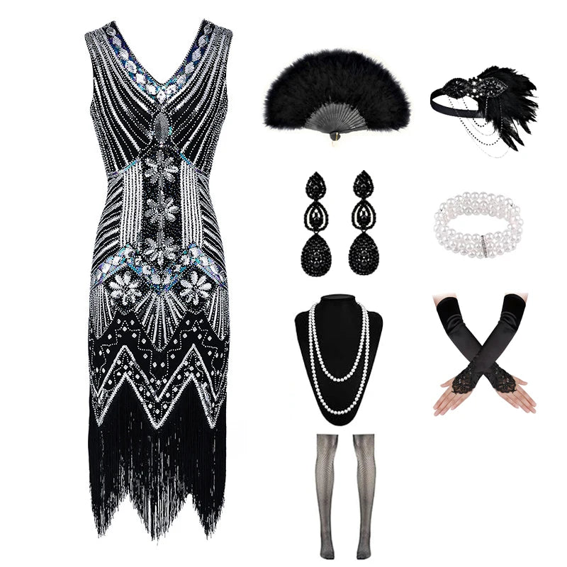 Fringed Sequin Flapper Dress