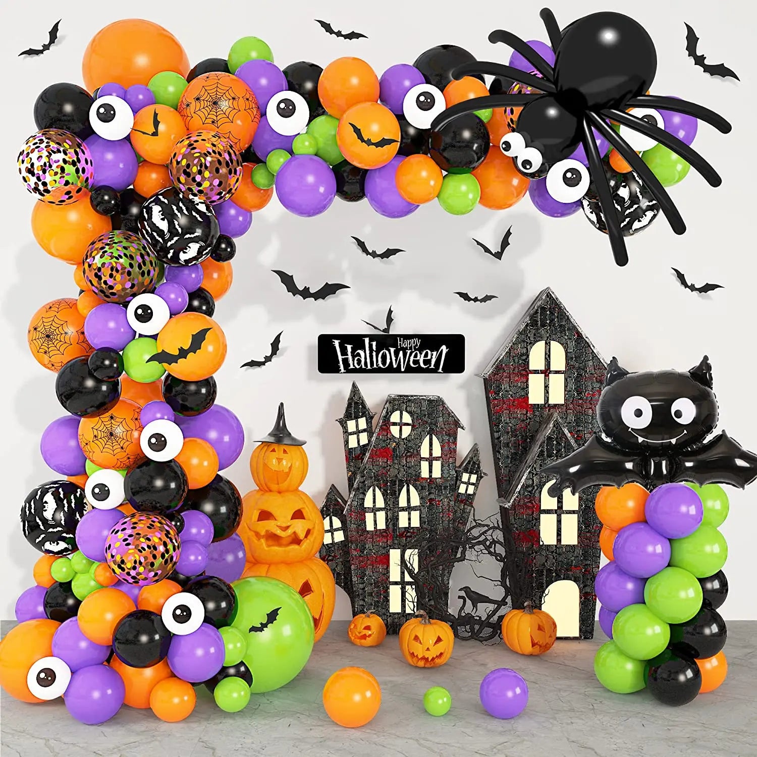 Bat Balloon Garland — Spiders & Pumpkins