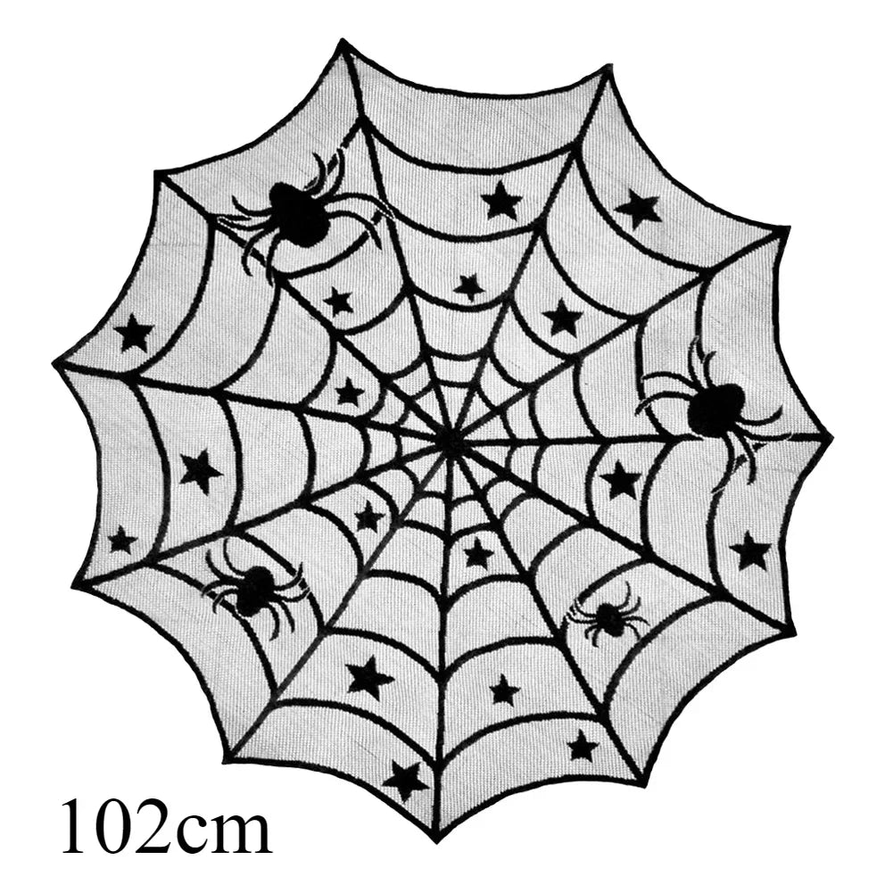 Bat & Spider Web Black Lace Tablecloth