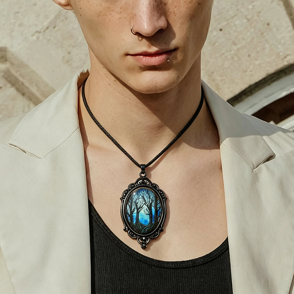 Raven Cross Glass Pendant