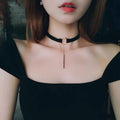Black Layered Choker with Vertical Bar Pendant