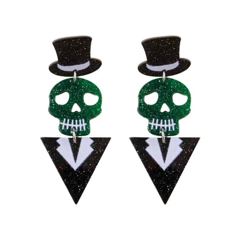Skull Top Hat Earrings